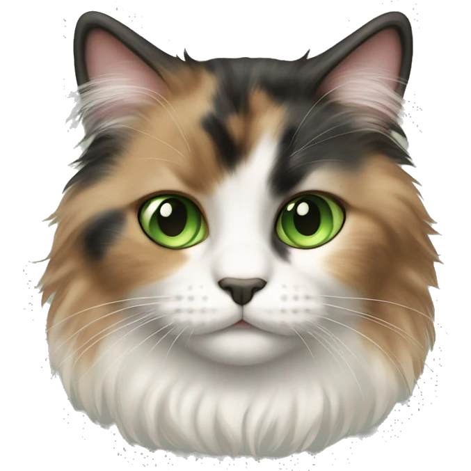 Fluffy diluted calico cat with green eyes  emoji