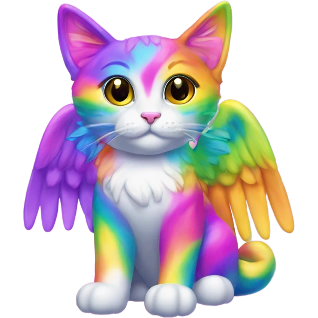 Lisa frank rainbow cat with angel wings emoji