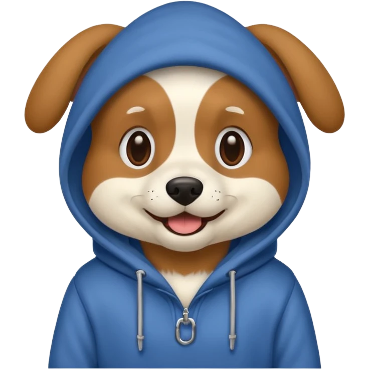 Dog wearing a hoduje emoji