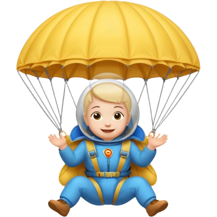 Skydiving baby with parachute and UFO emoji