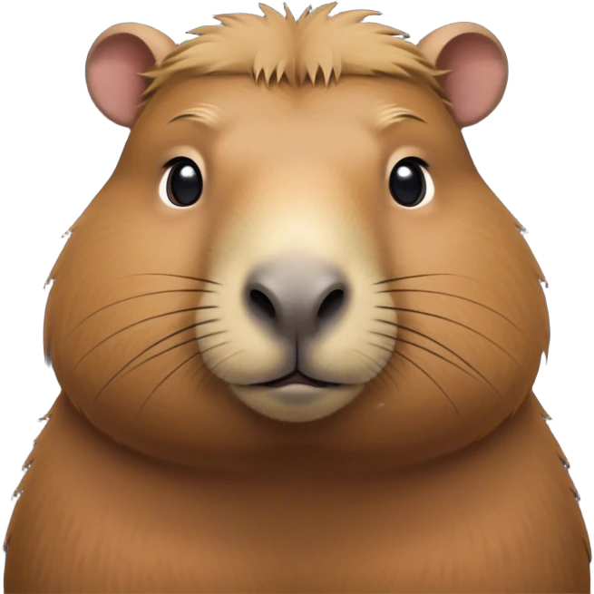 Cinematic Noble Capybara Portrait Emoji, Poised and serene, with a robust, rounded build and a characteristically broad, slightly flattened capybara face featuring a short snout and small, rounded ears, covered in soft, earthy fur with subtle natural texture and gentle, wise eyes; rendered in lifelike detail with natural light, high shine, intelligent and calm, styled with an air of understated authority, focused and attentive, soft glowing outline, capturing the essence of a watchful and confident capybara that appears ready to step out of the screen with effortless dignity! emoji
