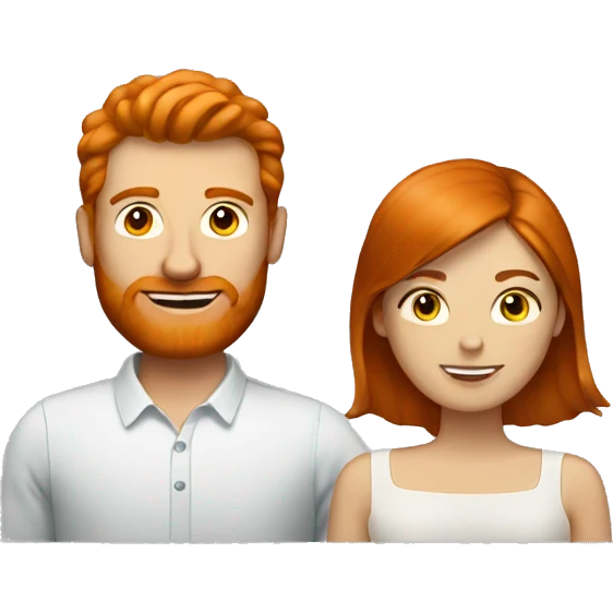 ginger hair man with brunette woman  emoji