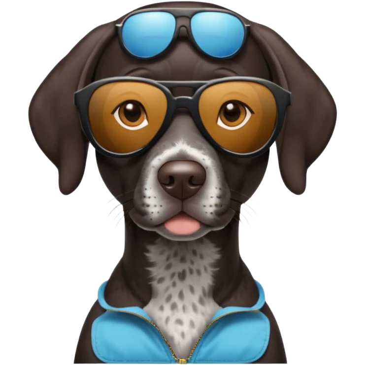 black German shorthaired pointer with sunglasses emoji