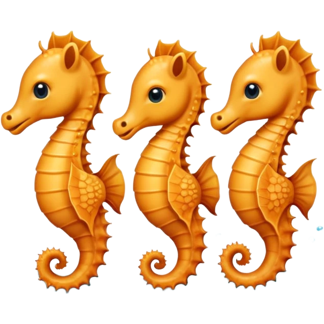 3 cute baby sea horses swimming happy together  emoji
