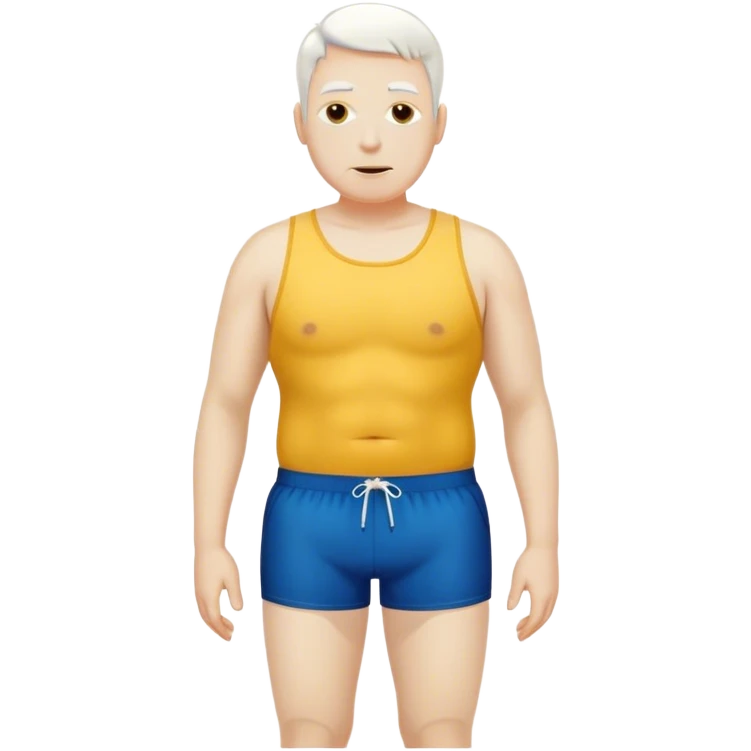 Man in swimming shorts  white skin dark yellow short big body emoji