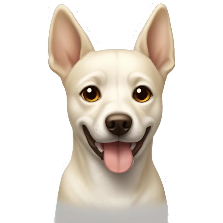 cream white colored dog, pointy ears, brown eyes, light brown nose emoji