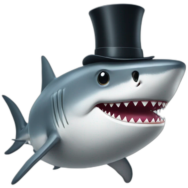 Shark with a top hat emoji