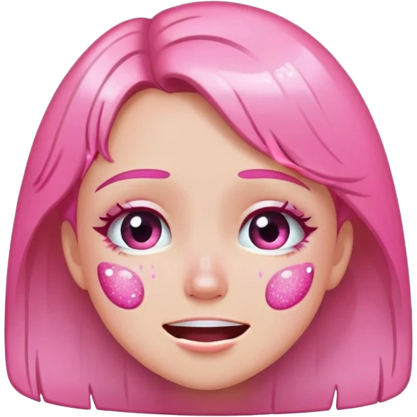 pink glitter crying and smiling girl emoji