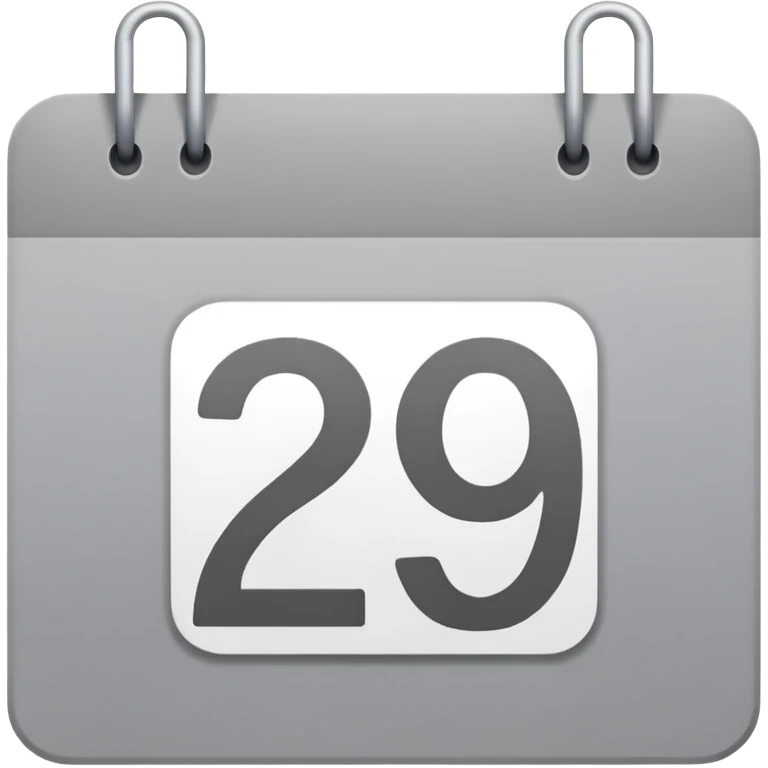 grey calendar with number 29 emoji