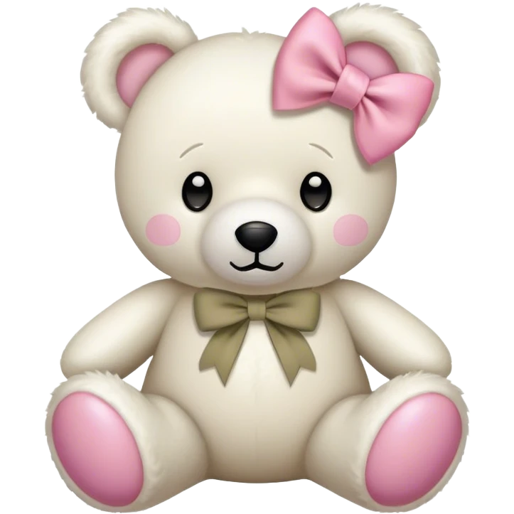 white Teddy bear with khaki pink bow emoji