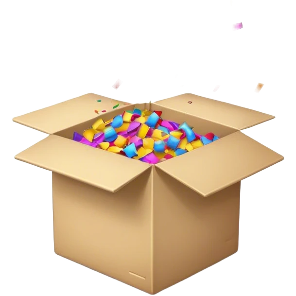 box being opened with confetti shooting out emoji