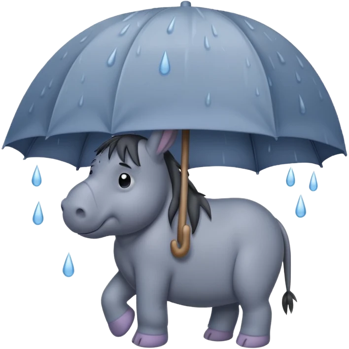 Eeyore under a rain cloud emoji
