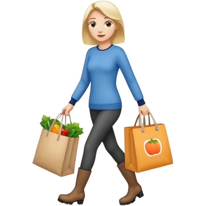 Una donna con gli stivaletti che va a fare la spesa emoji