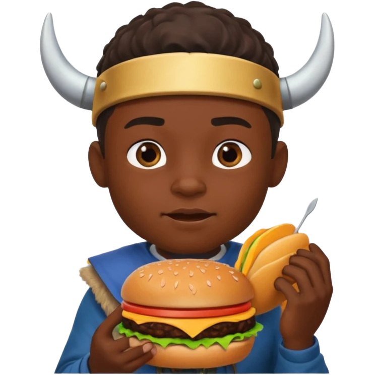 young black boy viking eating burger emoji