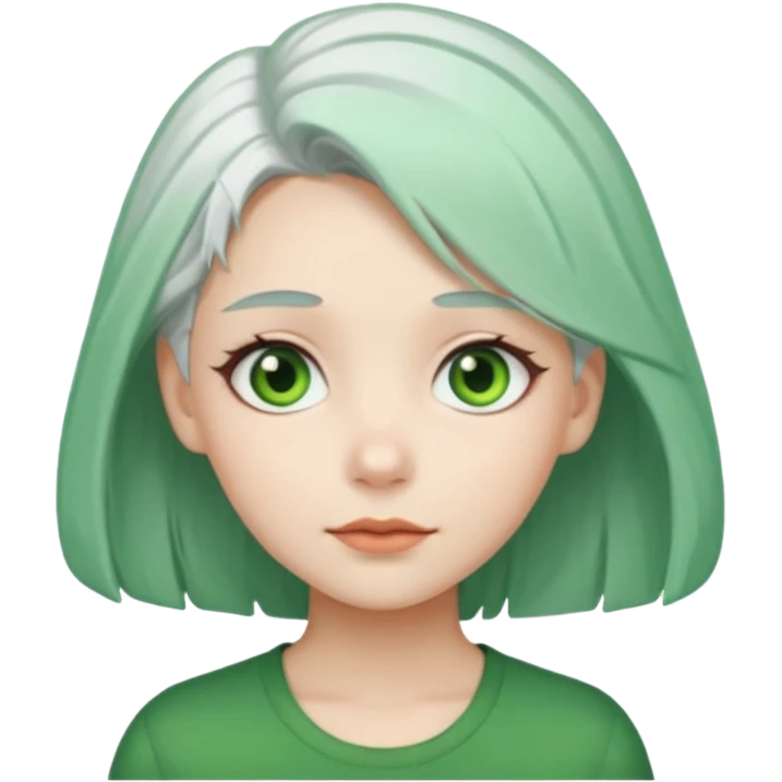 girl with white hair green hair clip emoji
