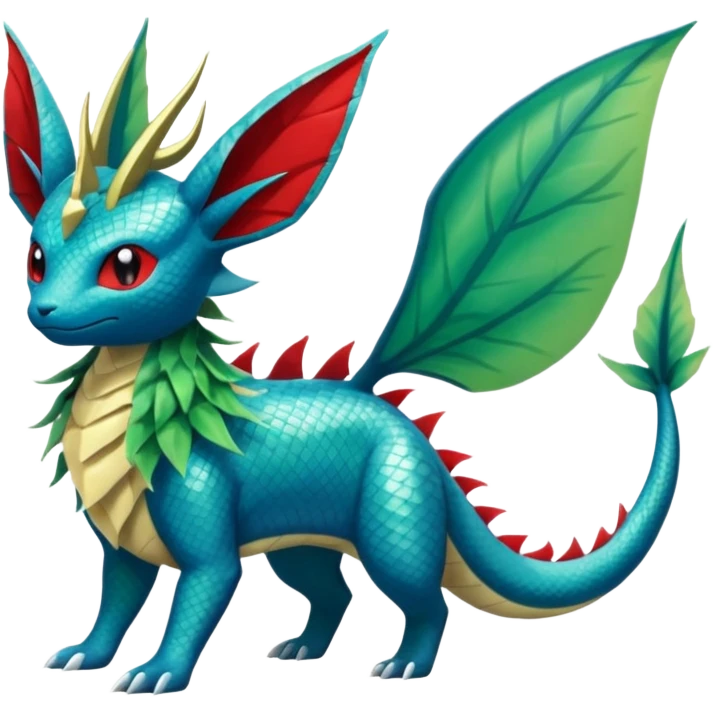 Salandit-Leafeon-Vaporeon-Salamence-hybrid-fusion (full body) emoji