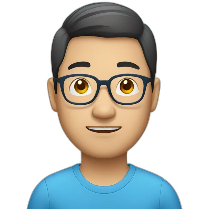 Chinese man with glasses and blue shirt emoji