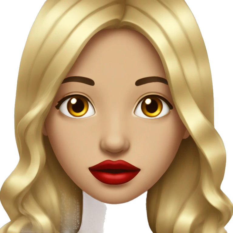 Beautiful girl gold hear and red lips emoji