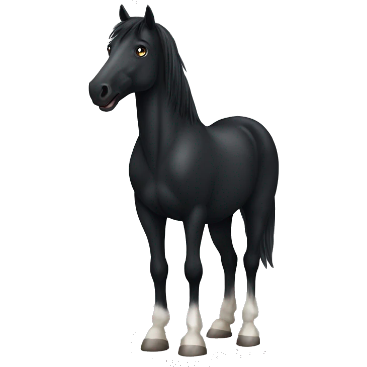 Black horse with with a white spot on the belly and leg emoji