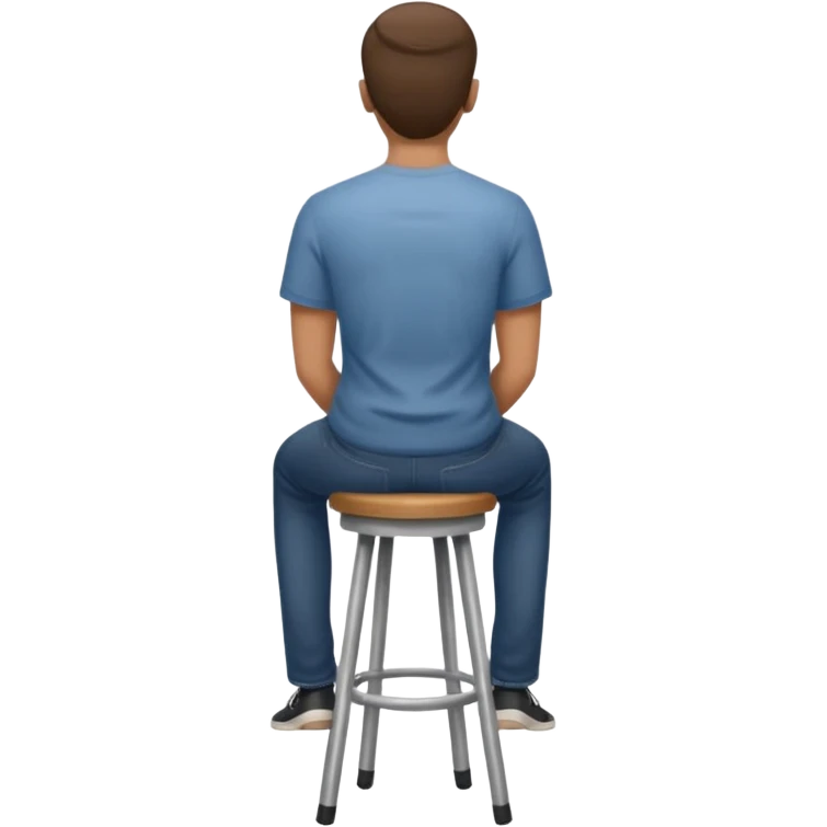 a person sitting on stool full back head turn

 emoji