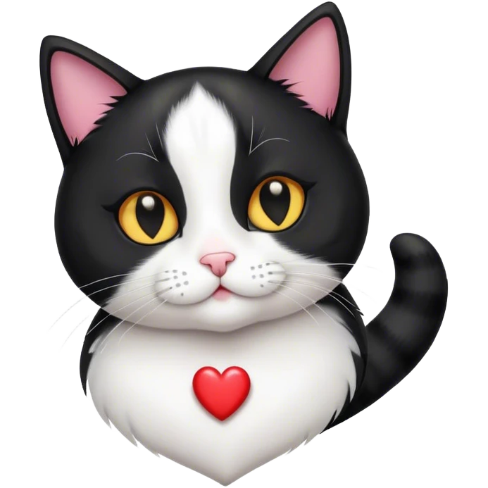 Tuxedo cat with heart eyes emoji