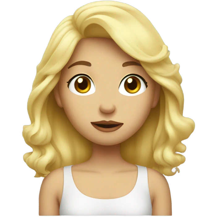 a girl with blonde hair blowing a kiss emoji