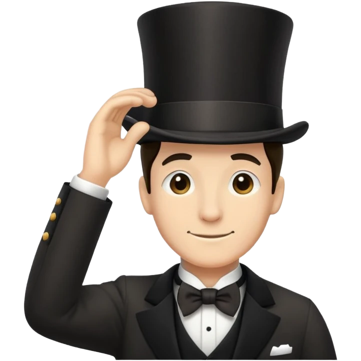 a butler with a black top hat tipping his hat in gratitude emoji