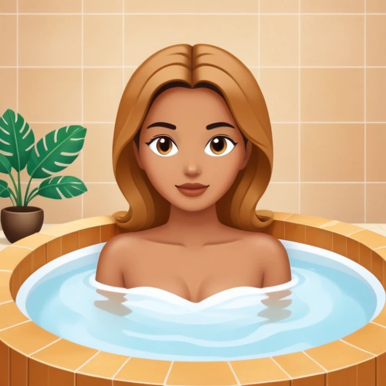 Fashionable woman relaxing in spa jacuzzi, distant view emoji