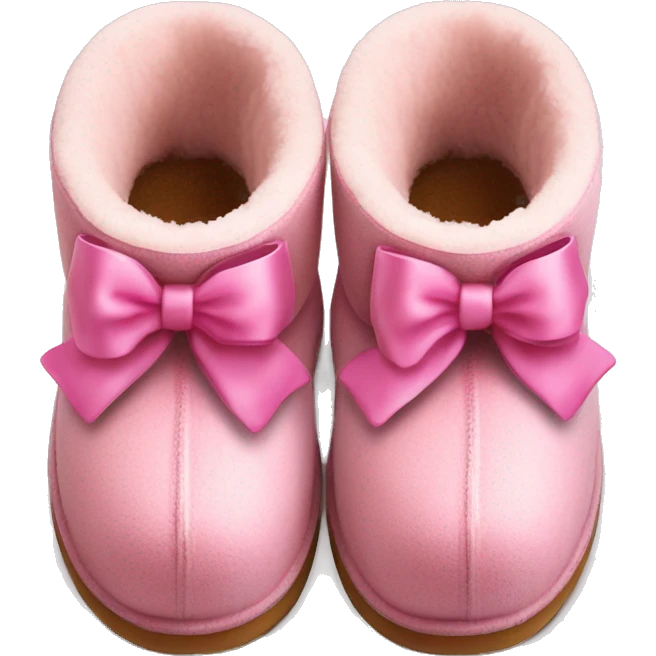 Pink ugg ankle high slippers with pink bows on the back  emoji