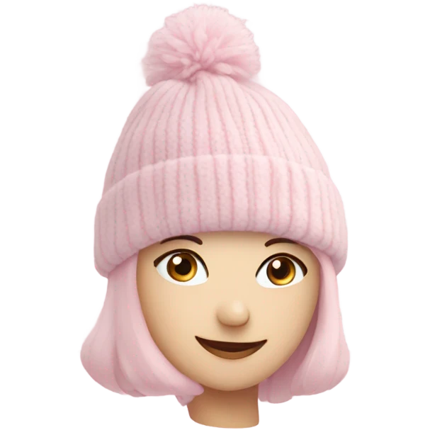 pastel pink heart winter hat emoji