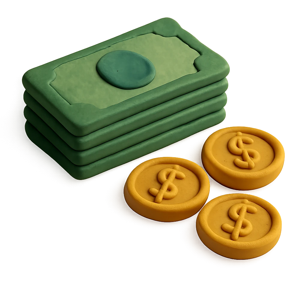 pile of money in claymation style emoji