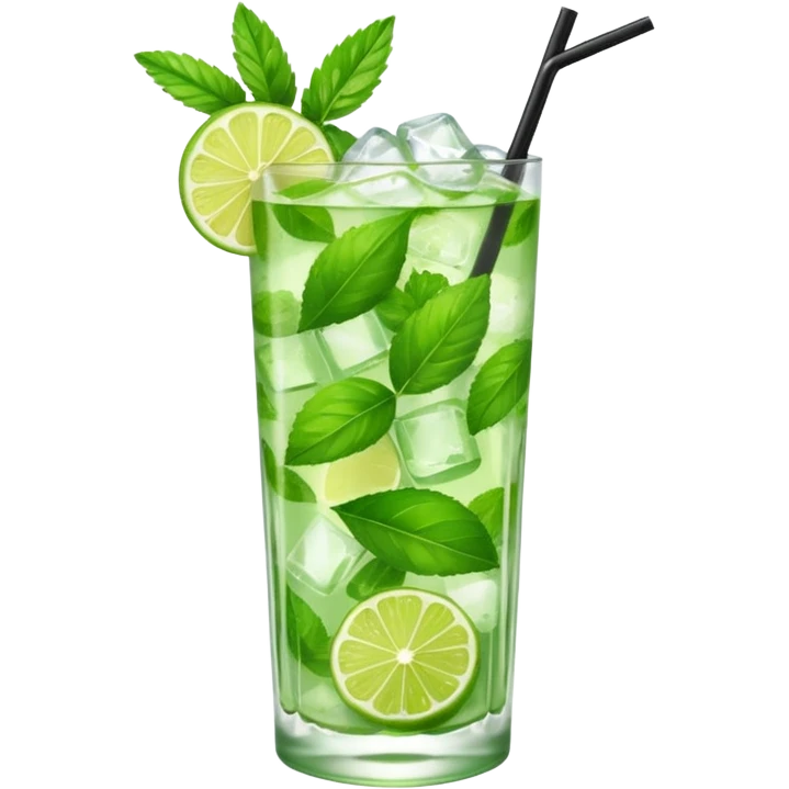 Mojito – tall glass with lime, mint leaves, and ice emoji