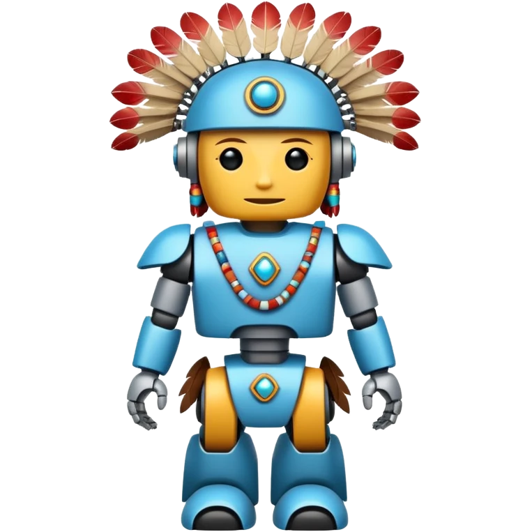 Full Robotic figure wearing native American regalia emoji