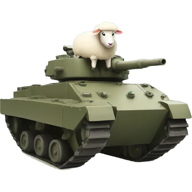 A tank with a sheep looking out of it emoji