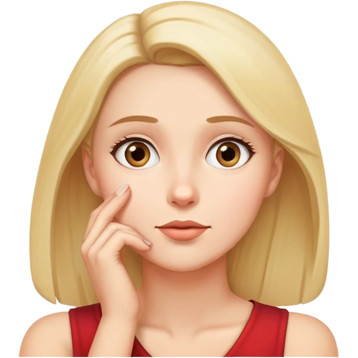 woman with hand on chin, looking up, thinking emoji