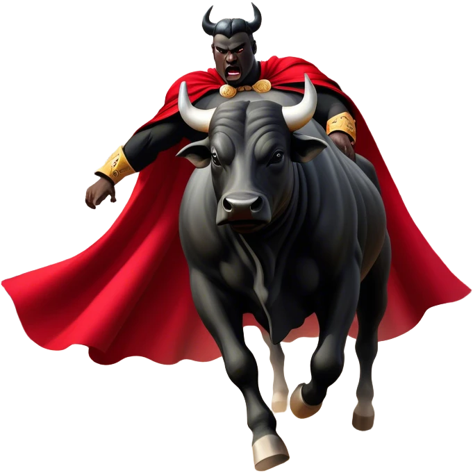 ​Cinematic Realistic black charging bull, against a matador depicted in a flowing red cape, captured in the dramatic moment of confronting a charging bull in a traditional bullring, rendered with dynamic motion and dramatic lighting that encapsulates the intensity and artistry of the spectacle, emoji