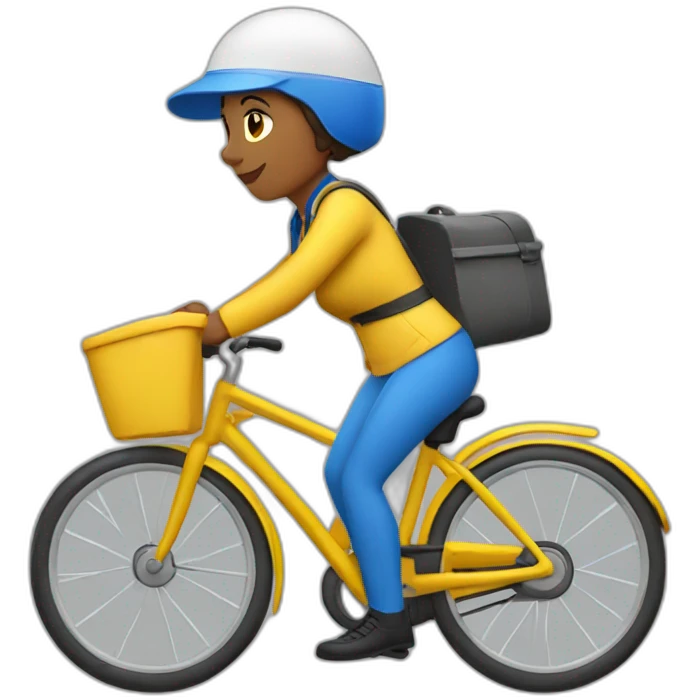 french female mail carrier on a yellow bike emoji