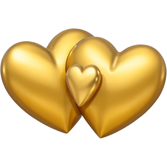 Two yellow gold hearts interlinked, metallic finish emoji
