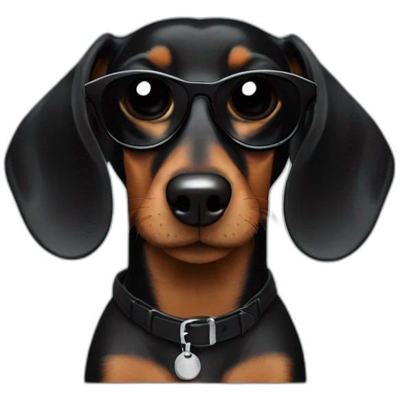 black dachshund in sunglasses close-up emoji