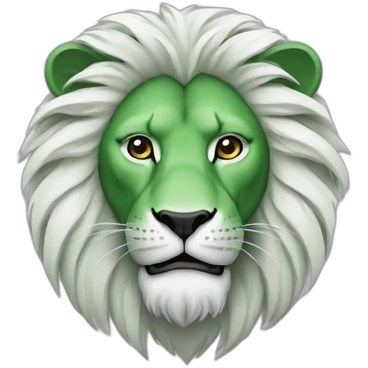 Green and white lion head emoji