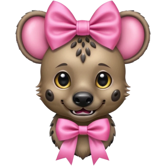 hyena with a pink bow, large shiny bow emoji