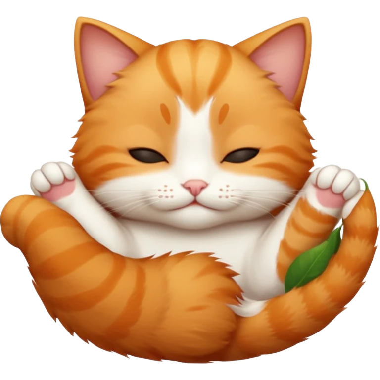 ginger and white small cat upside down with eyes closed emoji