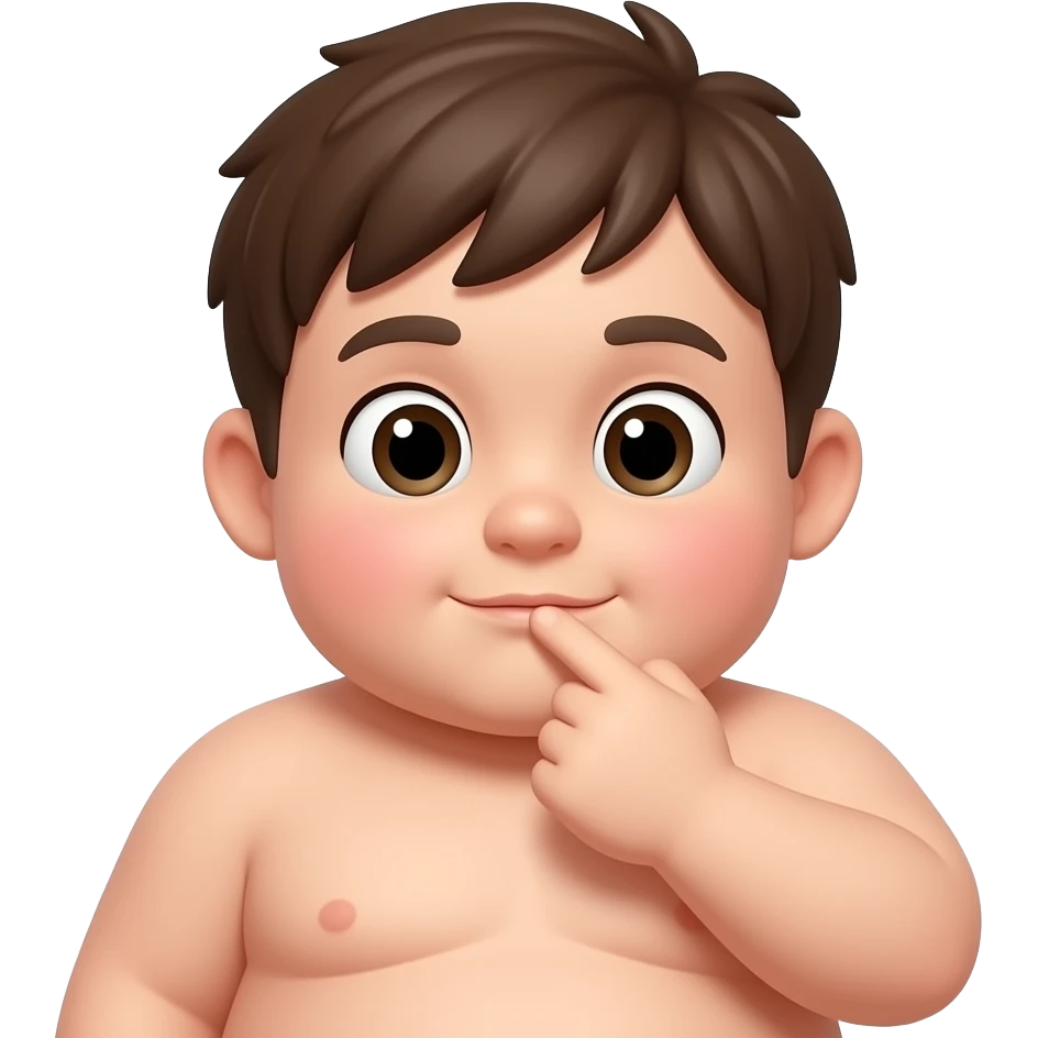 a naked fat boy  touching his dick emoji