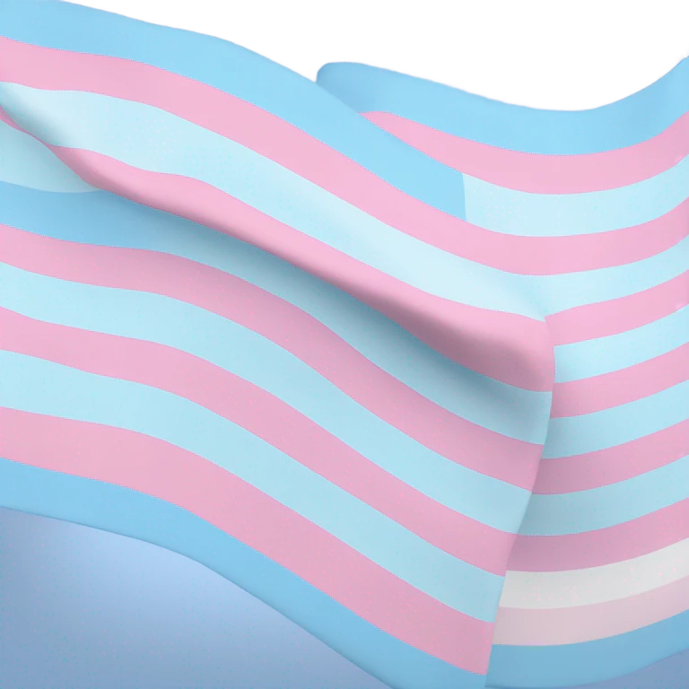 transgender pride flag with five horizontal stripes: light blue, pink, white, pink, and light blue emoji