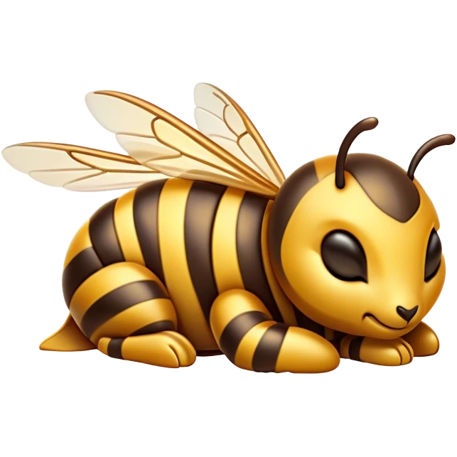 Meme-Worthy Cute Sleeping Hornet Portrait Emoji, Head resting peacefully with a contented smile, showcasing a compact, striped body with softly closed wings and eyes gently closed in serene slumber, Simplified yet adorably endearing features, highly detailed, glowing with a soft, drowsy glow, high shine, relaxed and utterly lovable, stylized with an air of playful laziness, soft glowing outline, capturing the essence of a sleeping hornet that feels destined to become the next viral icon of adorable rest! emoji