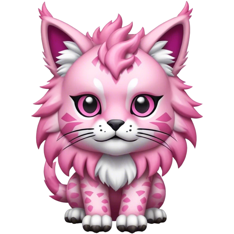 A pink lynx-fakemon-Digimon-creature-hybrid emoji