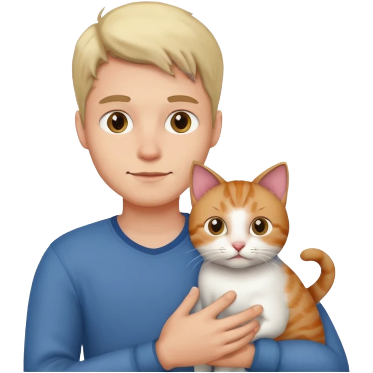 a guy holding a cat emoji