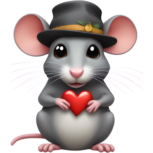Rat wearing a hat with a heart emoji