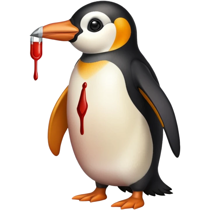 penguin with gunshot emoji