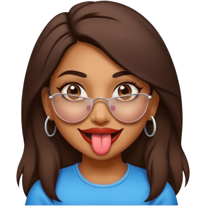 make a tongue sticking out expression for this indian girl that has under eye patches emoji